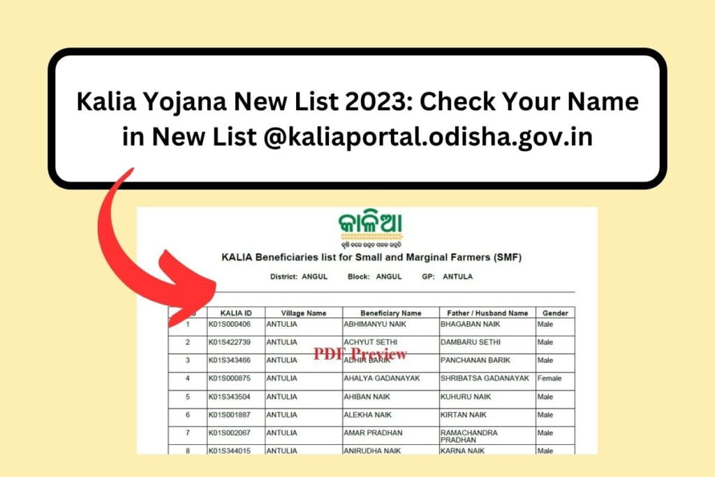 Kalia Yojana New List